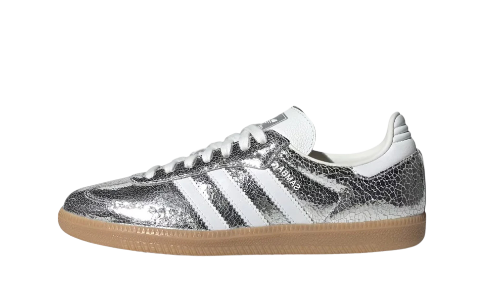 adidas Samba OG in pelle screpolata argento metallizzato