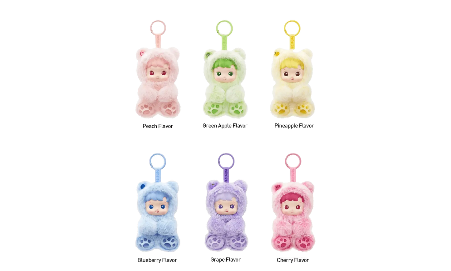 Pop Mart HACIPUPU Gummy Bear Series - Ciondolo in peluche in vinile, scatola singola cieca
