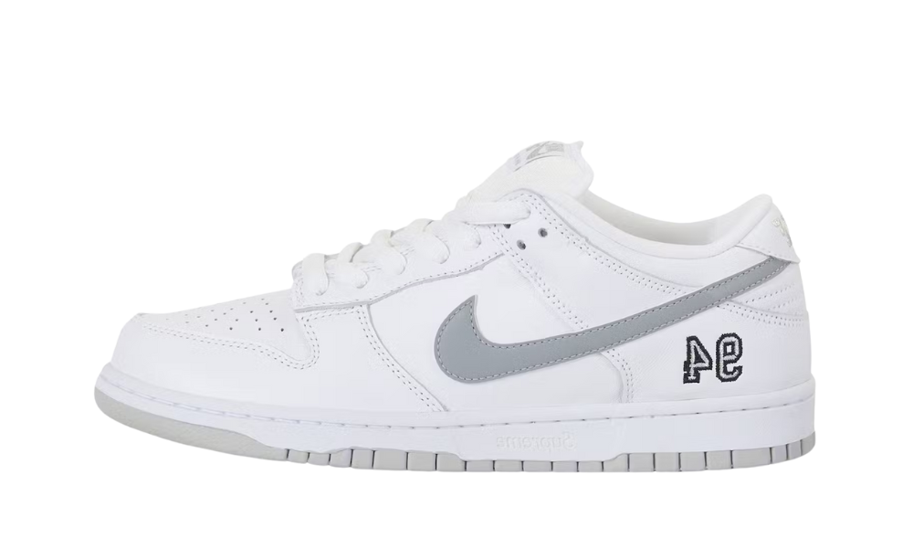 Nike SB Dunk Low Supreme 94 White Metallic Silver