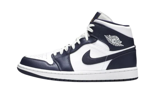 Air Jordan 1 Mid White Metallic Gold Obsidian