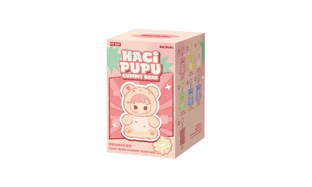 Pop Mart HACIPUPU Gummy Bear Series - Ciondolo in peluche in vinile, scatola singola cieca