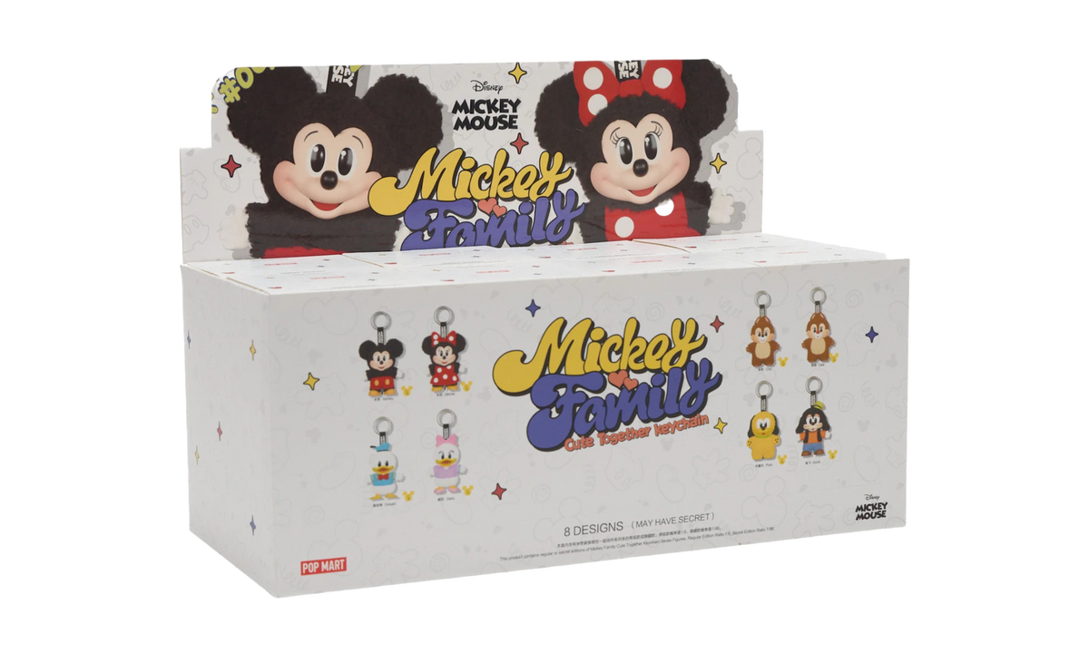 Portachiavi in ​​peluche Pop Mart Disney Mickey Family Together Series, custodia sigillata